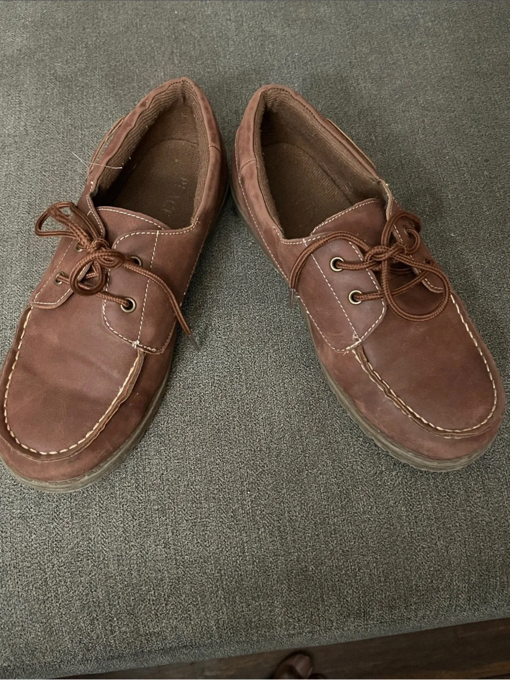 Men's Brown Leather Casual Lace-Up Boat Shoes Size 6 boys
